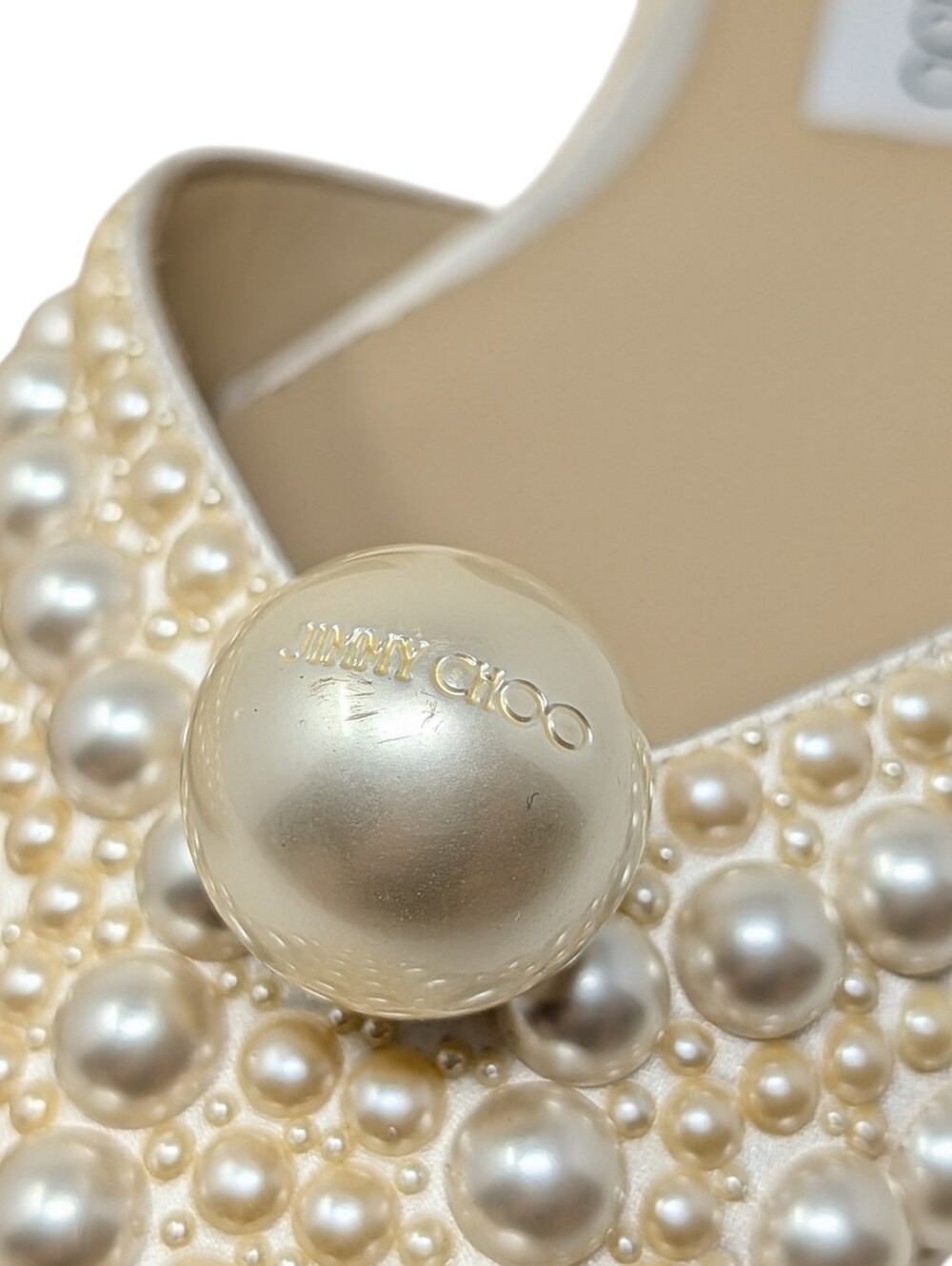 Jimmy Choo Sabine Ivory Pearl Pointed Toe D'Orsay Flat Size EU 37.5 - Picture 12 of 13